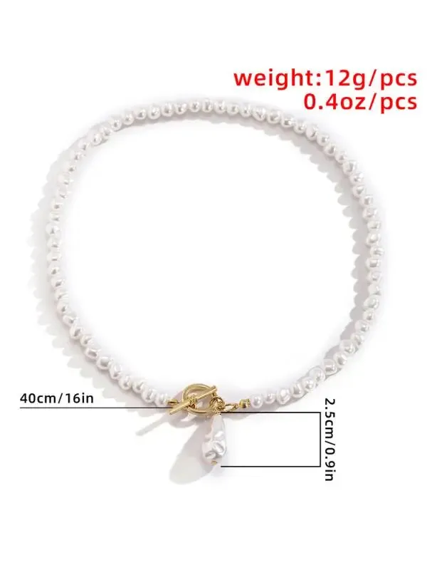 Blue Zone Planet |  Baroque shaped pearl necklace creative irregular chain clavicle necklace