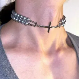 Double Pearl Sweet Choker Cool Layer High-end Necklace