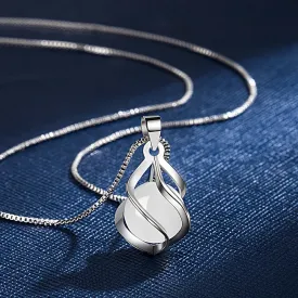 Elegant Silver Plated White Opal Moonstone Pendant Necklace