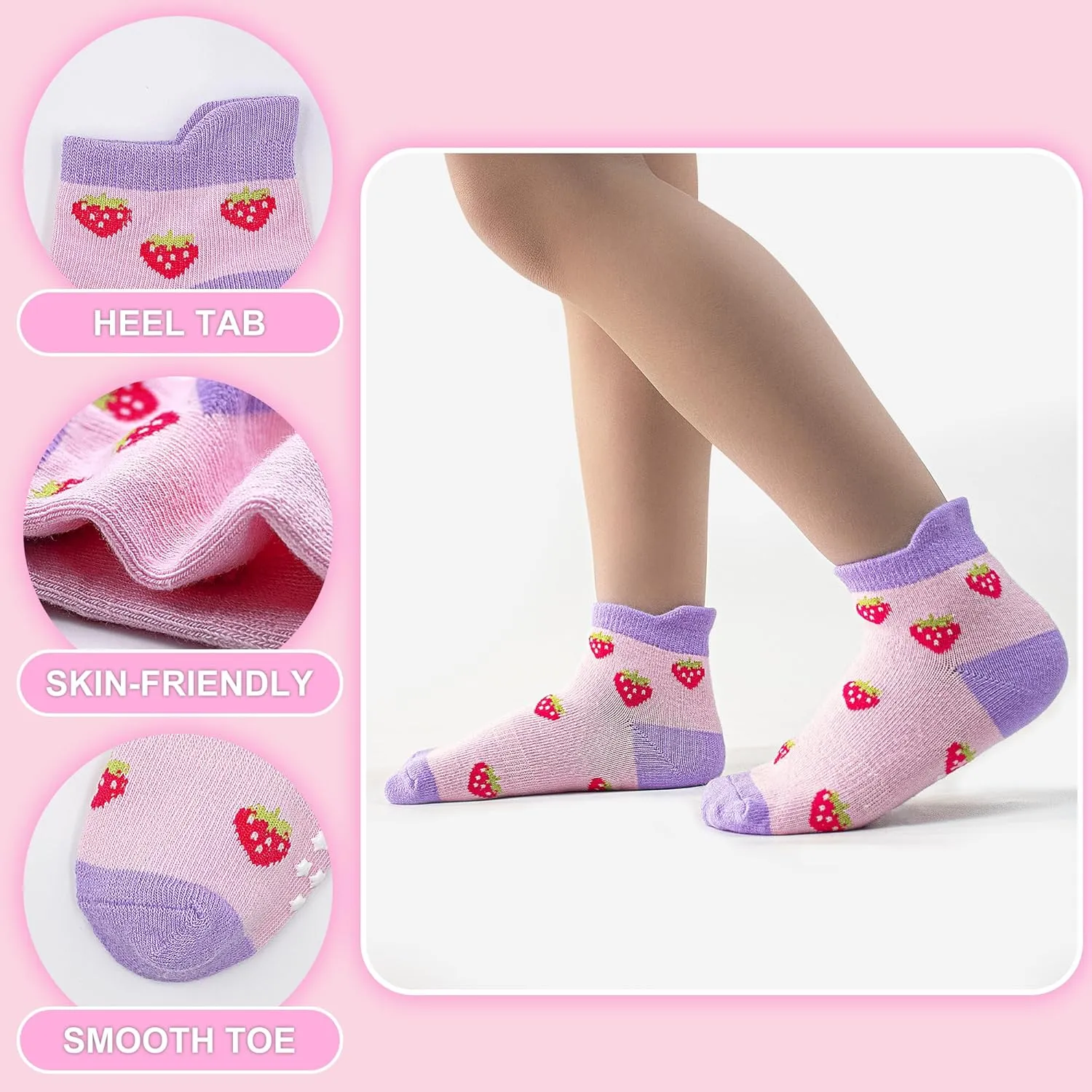ELUTONG Toddler Socks with Grips Anti Slip Ankle Socks 12 Pairs for 1-7 Years Boys Girls Kids Infant Baby