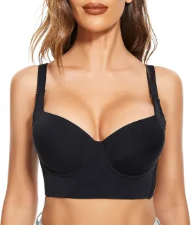 FallSweet Push Up Bras for Women Corset Top Bustier Padded Underwire Bra Add One Cup