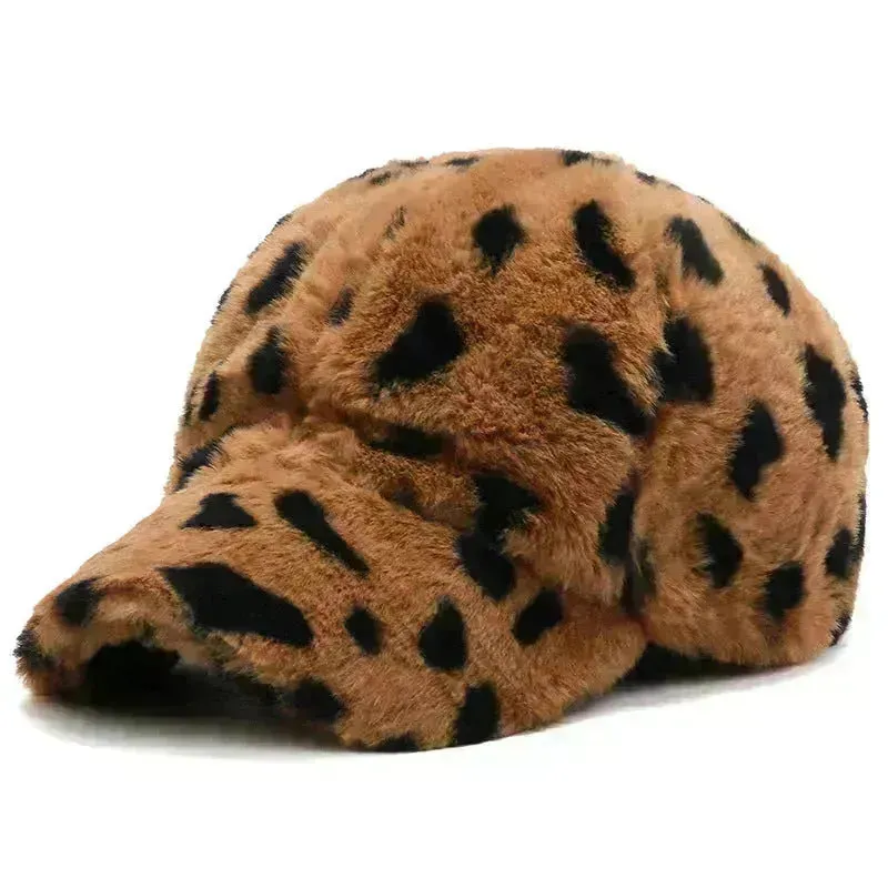 Fashion Leopard Fleece Baseball All-matching Peaked Cap