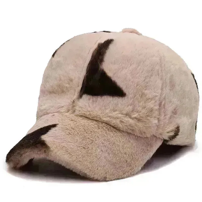 Fashion Leopard Fleece Baseball All-matching Peaked Cap
