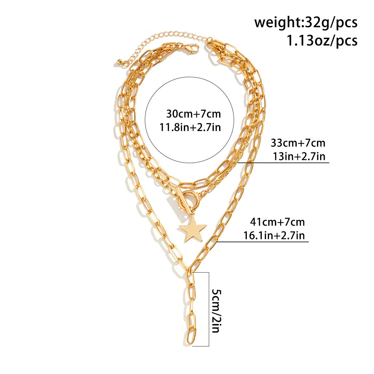 Fashion Metal Chain XINGX Necklace Set Twin Clavicle Chain Necklace