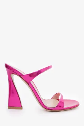 Gianvito Rossi Metallic Pink Leather Aura Heele Sandals Size 37.5