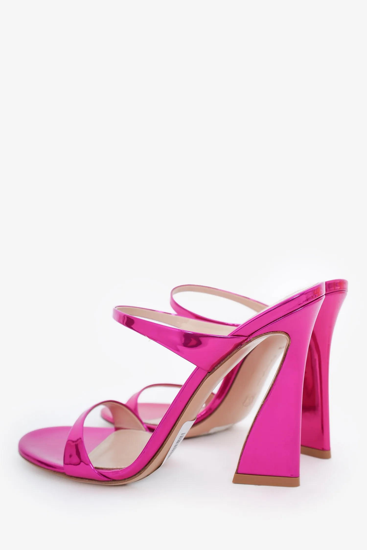 Gianvito Rossi Metallic Pink Leather Aura Heele Sandals Size 37.5