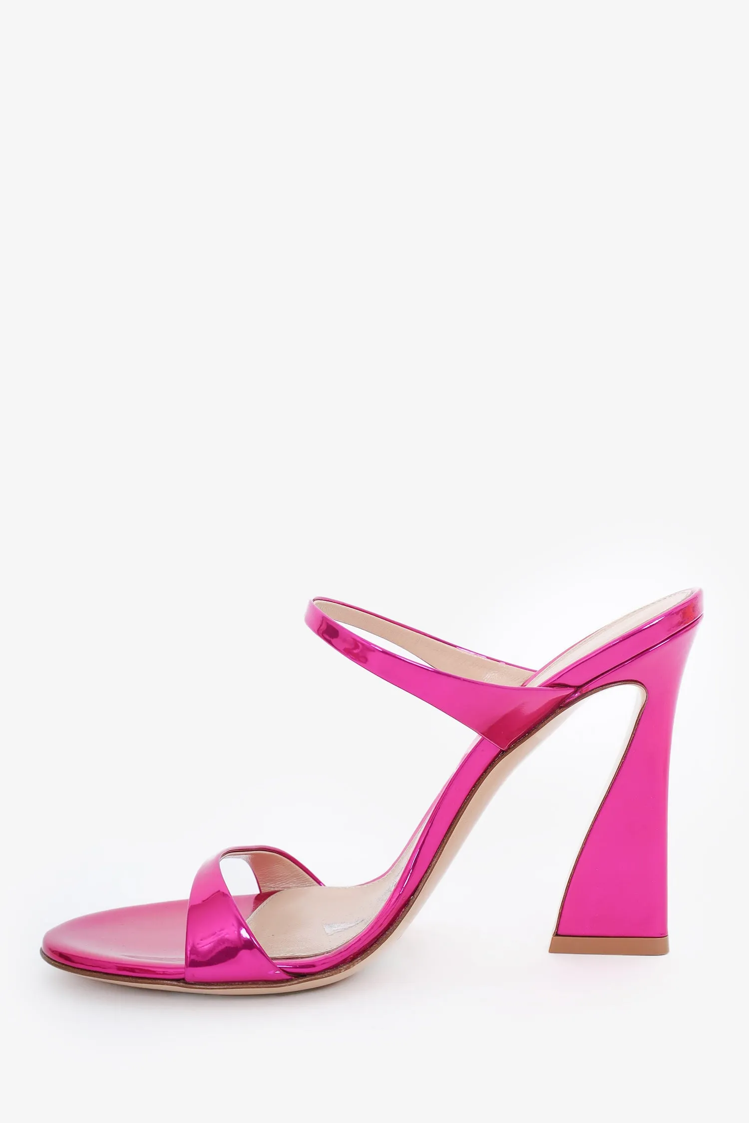 Gianvito Rossi Metallic Pink Leather Aura Heele Sandals Size 37.5