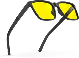 Goiteia Night Driving Glasses Anti Glare from Blue LED headlights for Men, Yellow Glasses for Rainy, Suitable for Long Drives