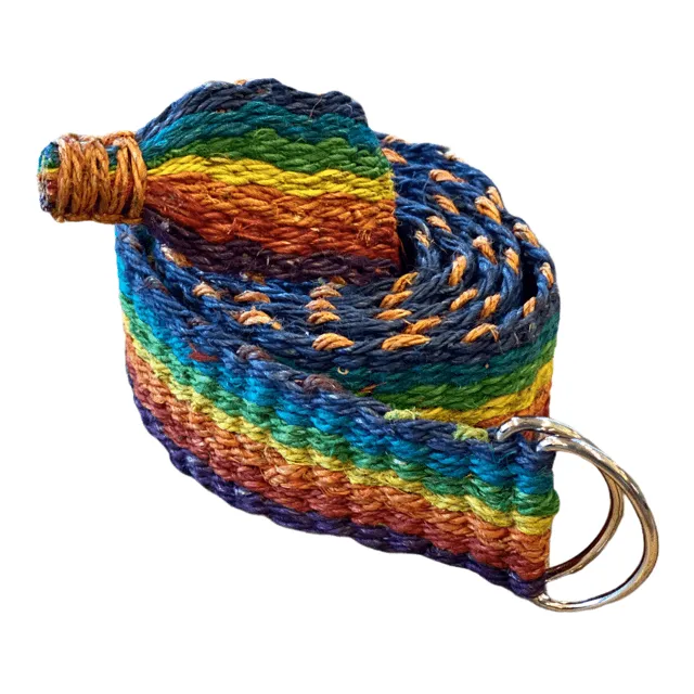 Hemp Belt - Boho Hippie Vegan Multi-Color Rainbow Belt