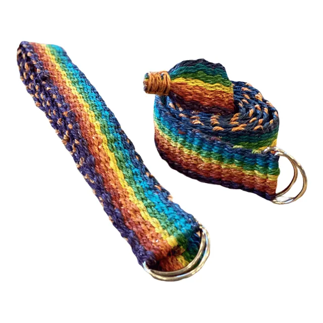 Hemp Belt - Boho Hippie Vegan Multi-Color Rainbow Belt