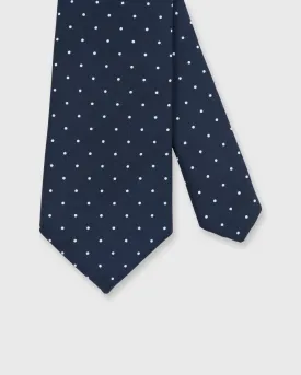 Irish Poplin Tie in Navy/White Dot