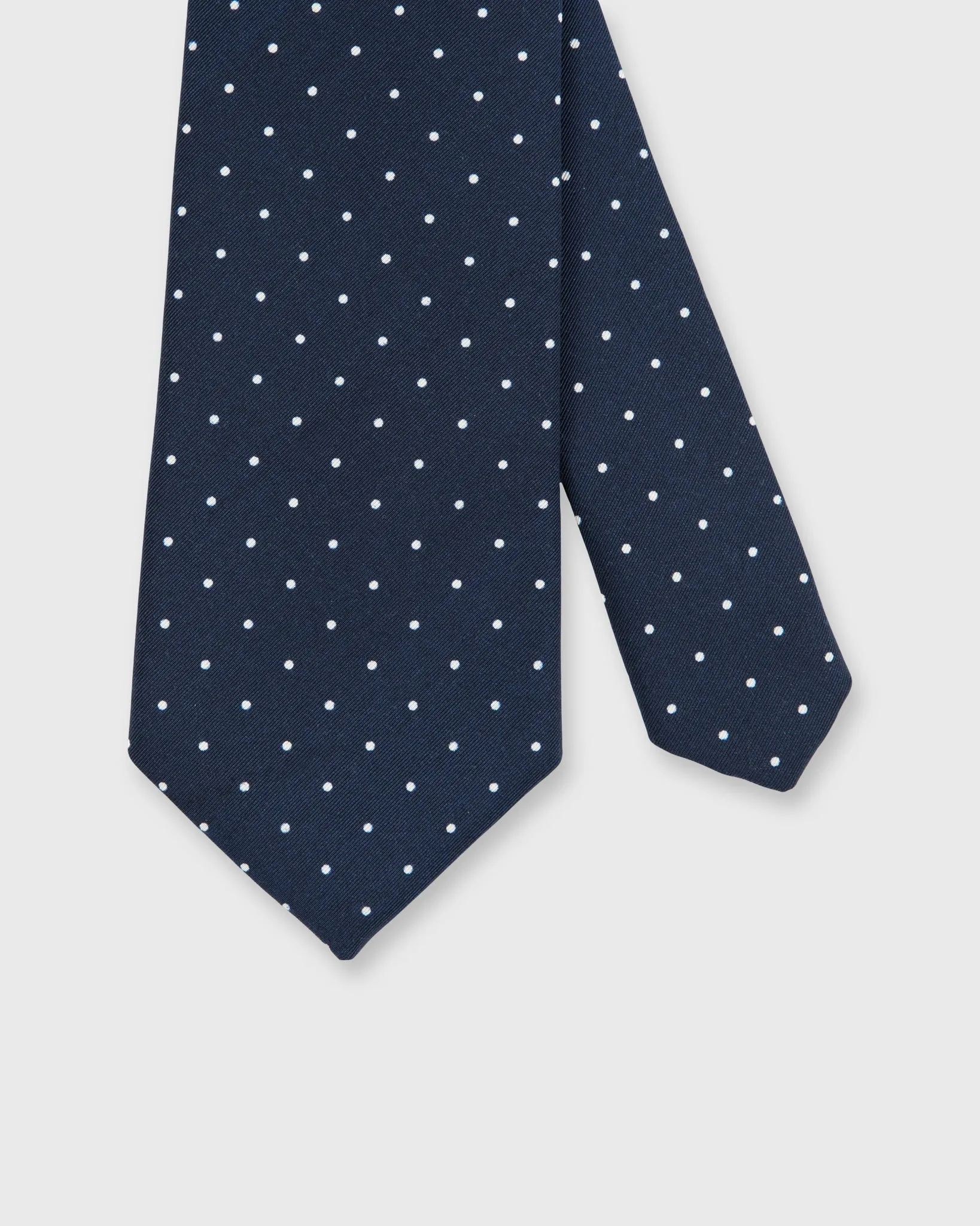 Irish Poplin Tie in Navy/White Dot