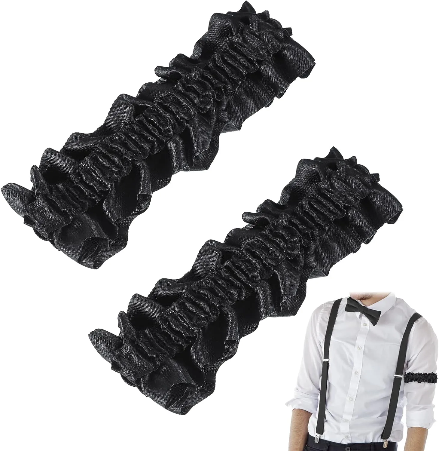 Jadive 2 Pcs Roaring 20s Armband Garter for Men Sleeve Shirt Costume Anti Slip Arm Holder Garter Belt for 1920s Party