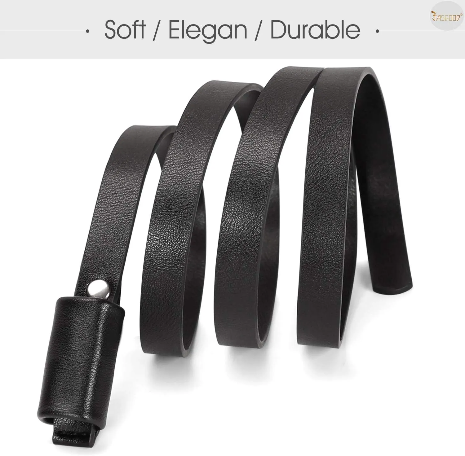 JASGOOD Women PU Leather Skinny Belt for Dress Adjustable Thin Waist Belt for Lady
