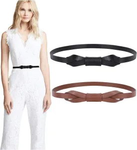 JASGOOD Women PU Leather Skinny Belt for Dress Adjustable Thin Waist Belt for Lady