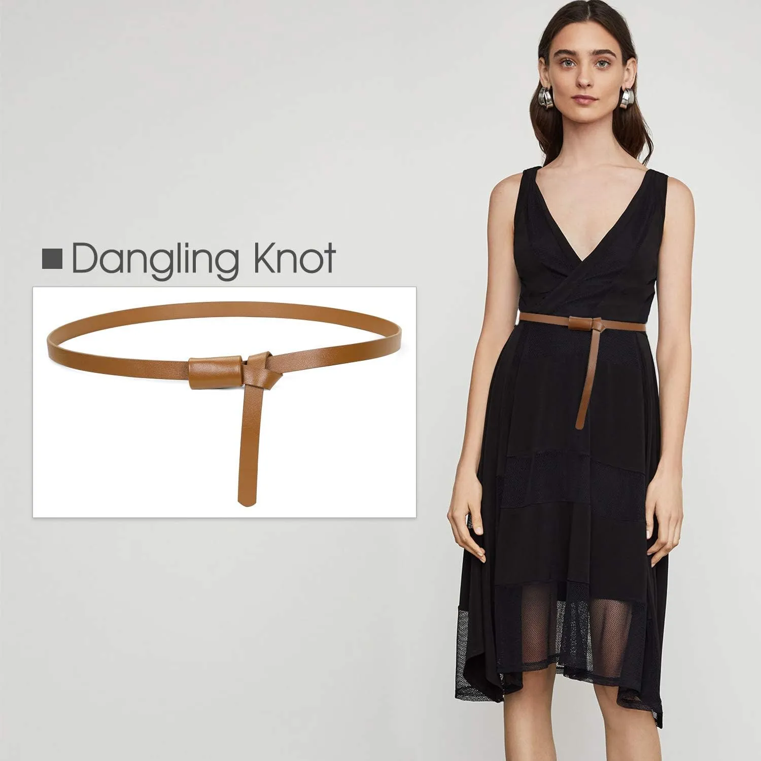 JASGOOD Women PU Leather Skinny Belt for Dress Adjustable Thin Waist Belt for Lady
