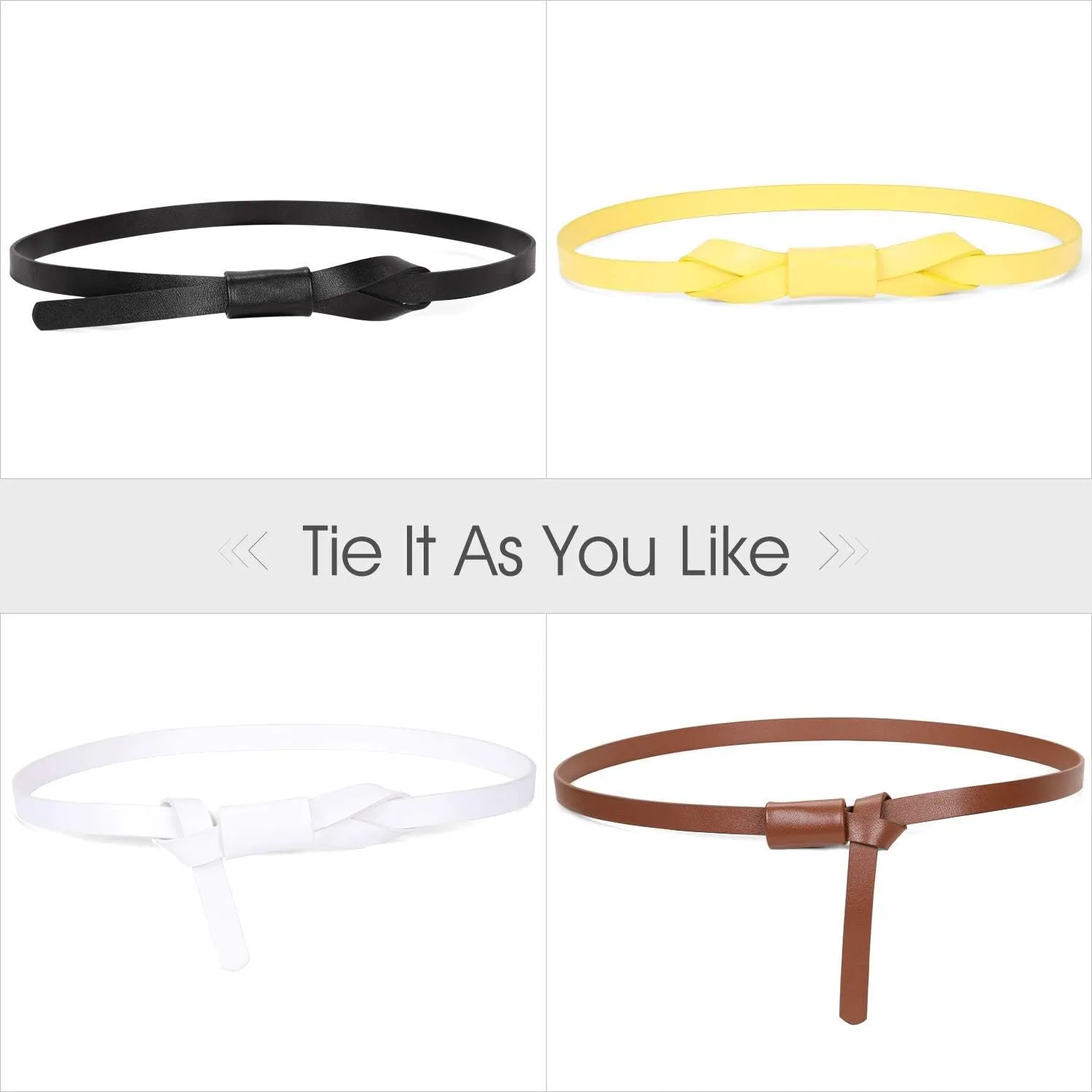JASGOOD Women PU Leather Skinny Belt for Dress Adjustable Thin Waist Belt for Lady