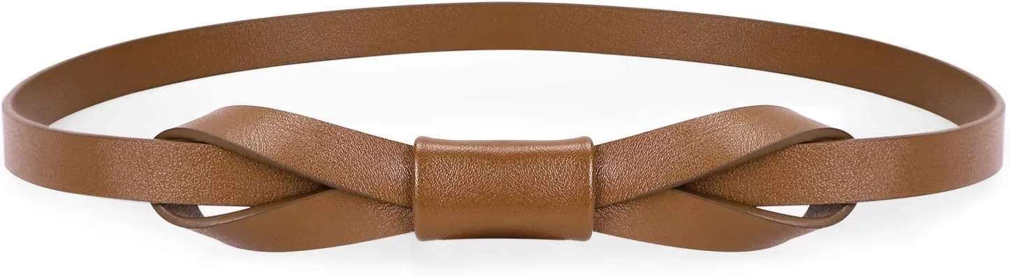 JASGOOD Women PU Leather Skinny Belt for Dress Adjustable Thin Waist Belt for Lady