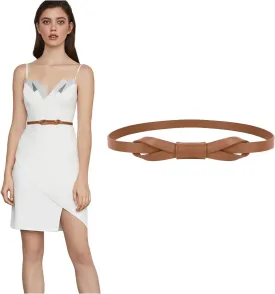 JASGOOD Women PU Leather Skinny Belt for Dress Adjustable Thin Waist Belt for Lady