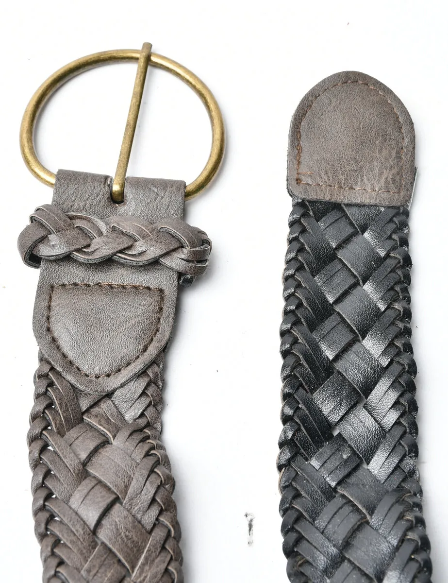 Leather Woven Belt - L