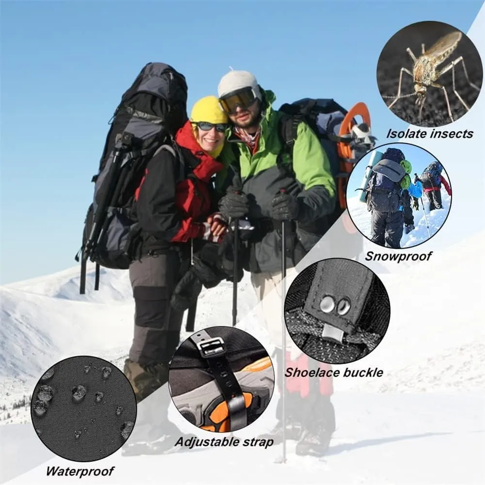 Leg Gaiters Waterproof Snow Boot Gaiters for Snowshoeing, Hiking, Hunting, Running, Motorcycle Anti-Tear Oxford Fabric, TPU Instep Belt Metal Shoelace Hook for Outdoor