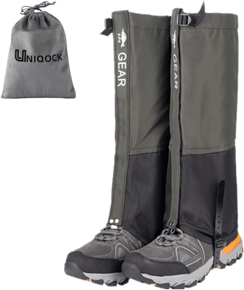 Leg Gaiters Waterproof Snow Boot Gaiters for Snowshoeing, Hiking, Hunting, Running, Motorcycle Anti-Tear Oxford Fabric, TPU Instep Belt Metal Shoelace Hook for Outdoor