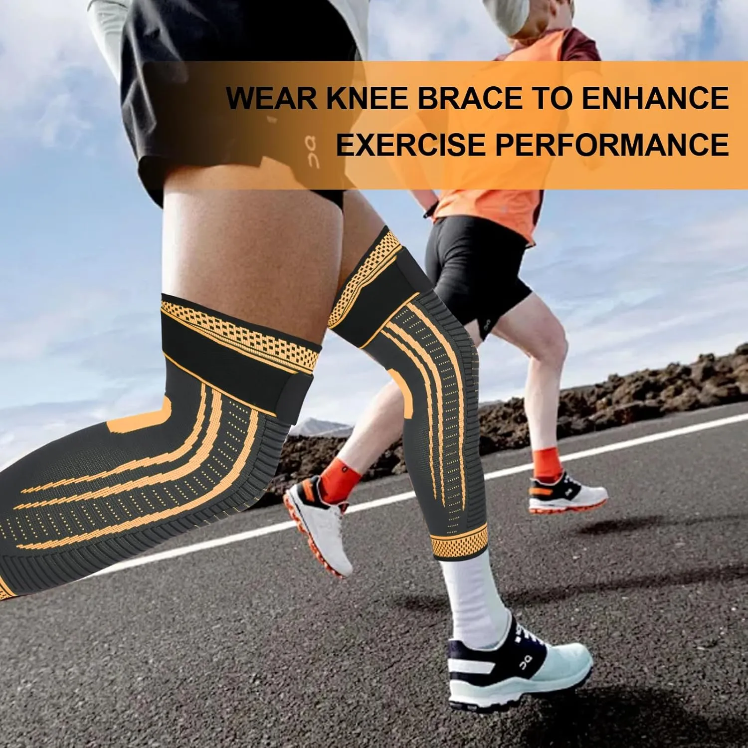 Long Copper Knee Braces for Women and Men Full Leg Compression Sleeves Anti Sliping Ventilation Long Knee Support with Wraps for ACJ, PCL, Meniscus Tear, Arthritis (Copper, XX-Large)