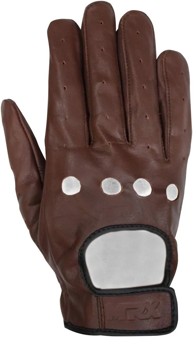 MRX BOXING & FITNESS Mens Driving Gloves Basic Soft Goat Leather Fingerless Breathable Biker Motorcycle Riding Cycling Shooting Button Gloves Full Finger, Black