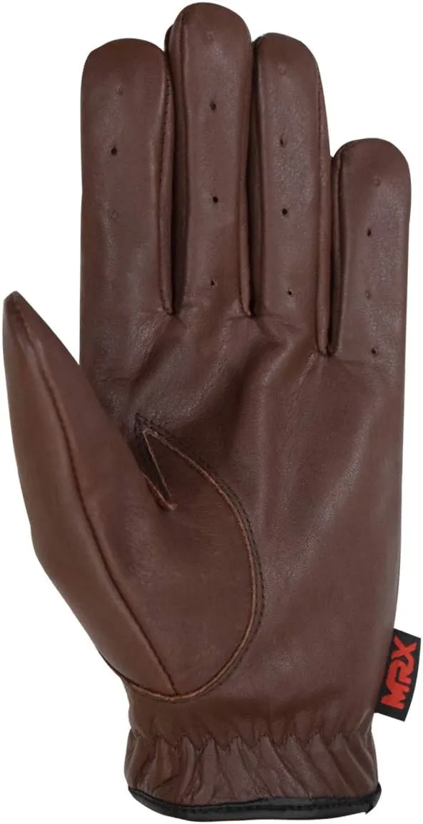 MRX BOXING & FITNESS Mens Driving Gloves Basic Soft Goat Leather Fingerless Breathable Biker Motorcycle Riding Cycling Shooting Button Gloves Full Finger, Black