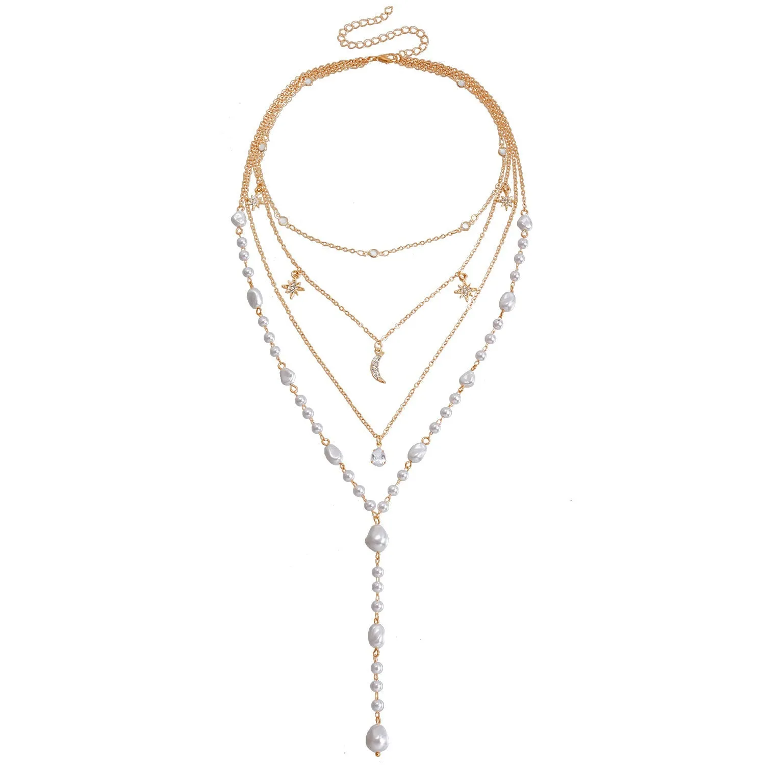 Multi-layer Gloss Baroque High Pearl Heart Necklace