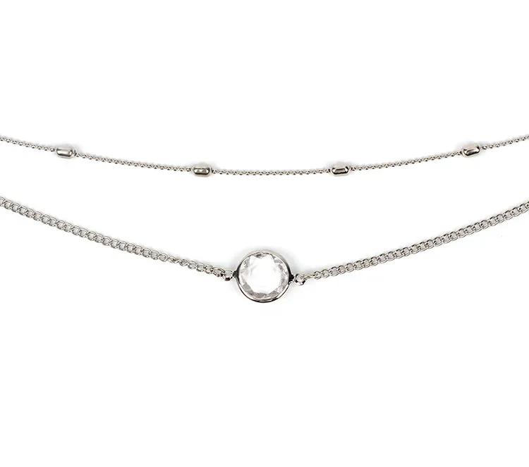 Multi-layer short metal Vintage chain choker clavicle necklace