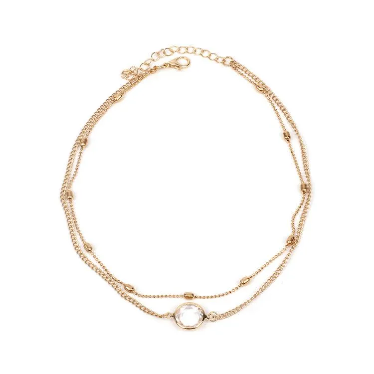 Multi-layer short metal Vintage chain choker clavicle necklace
