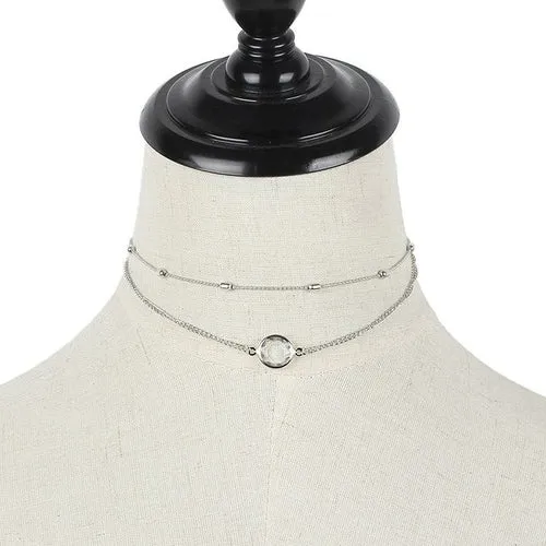 Multi-layer short metal Vintage chain choker clavicle necklace
