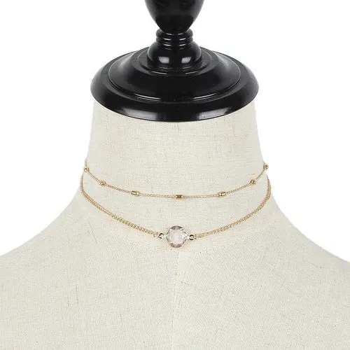 Multi-layer short metal Vintage chain choker clavicle necklace