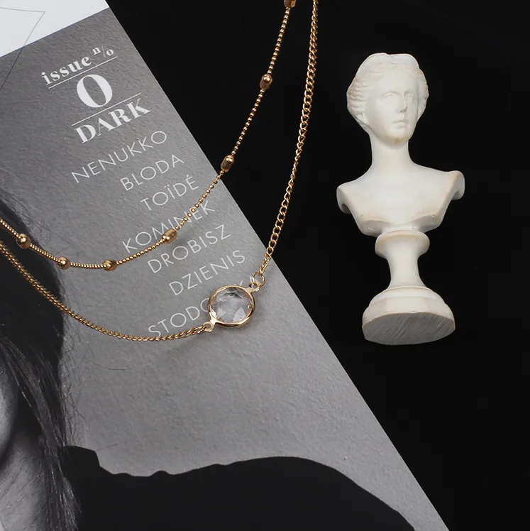 Multi-layer short metal Vintage chain choker clavicle necklace