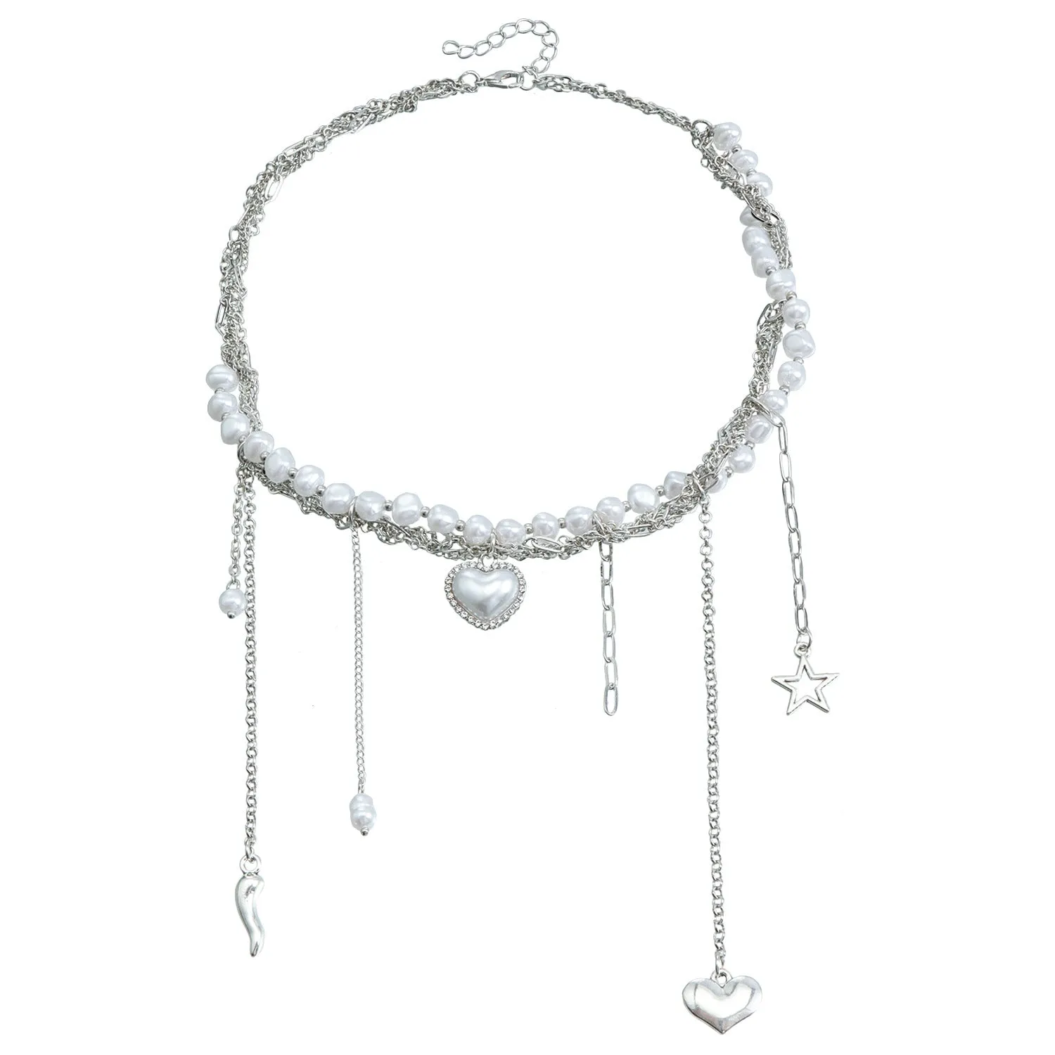 Multi-layer Tassel Pearl Star Pendant Necklace