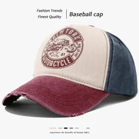 New York Motorcycle Printed Peaked Cap