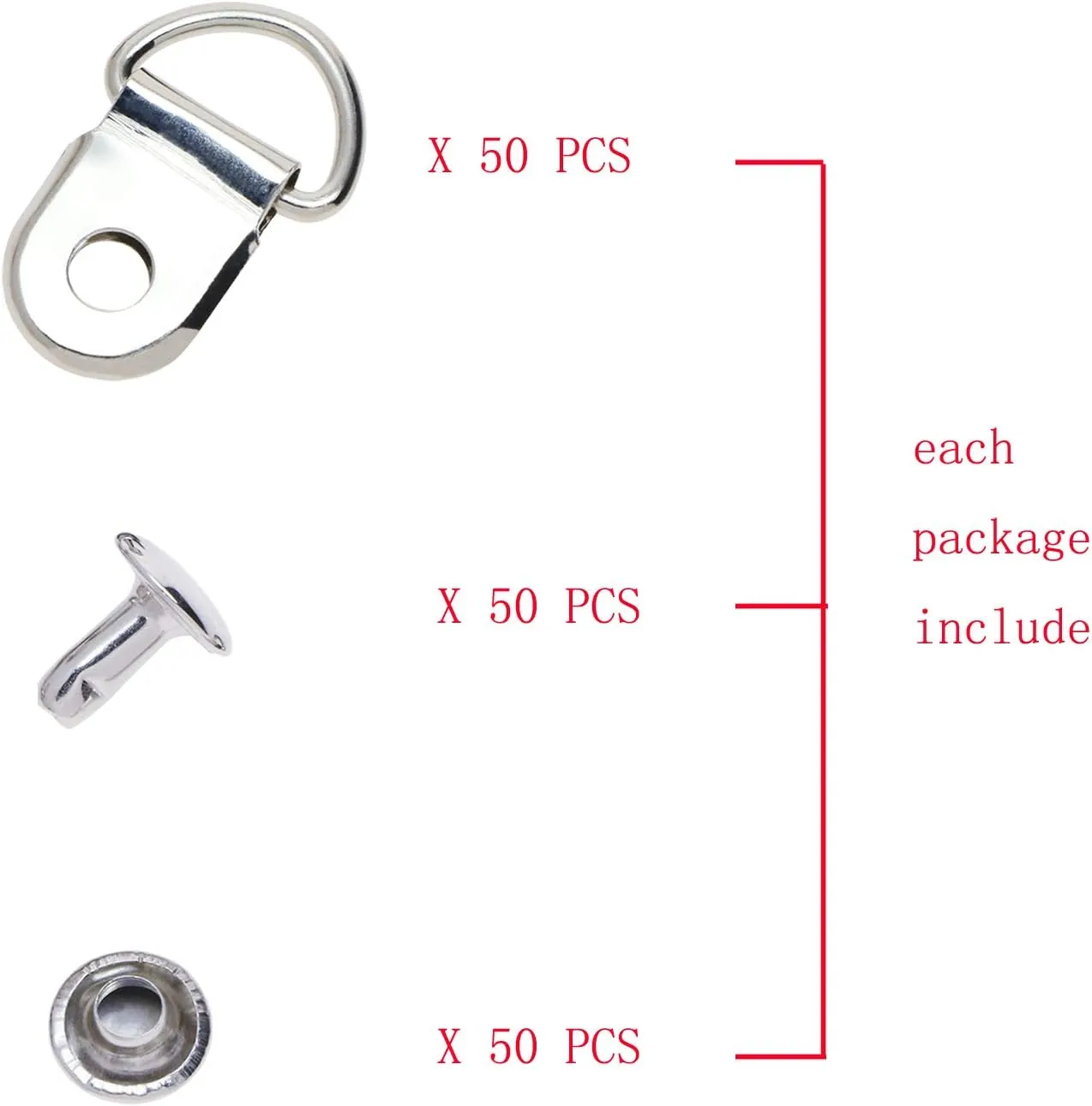 ONLYKXY 50 Pieces Shoe Boot Lace Hooks Buckle Rivets Loop Ring with Rivets, Shoe Boot Buckle