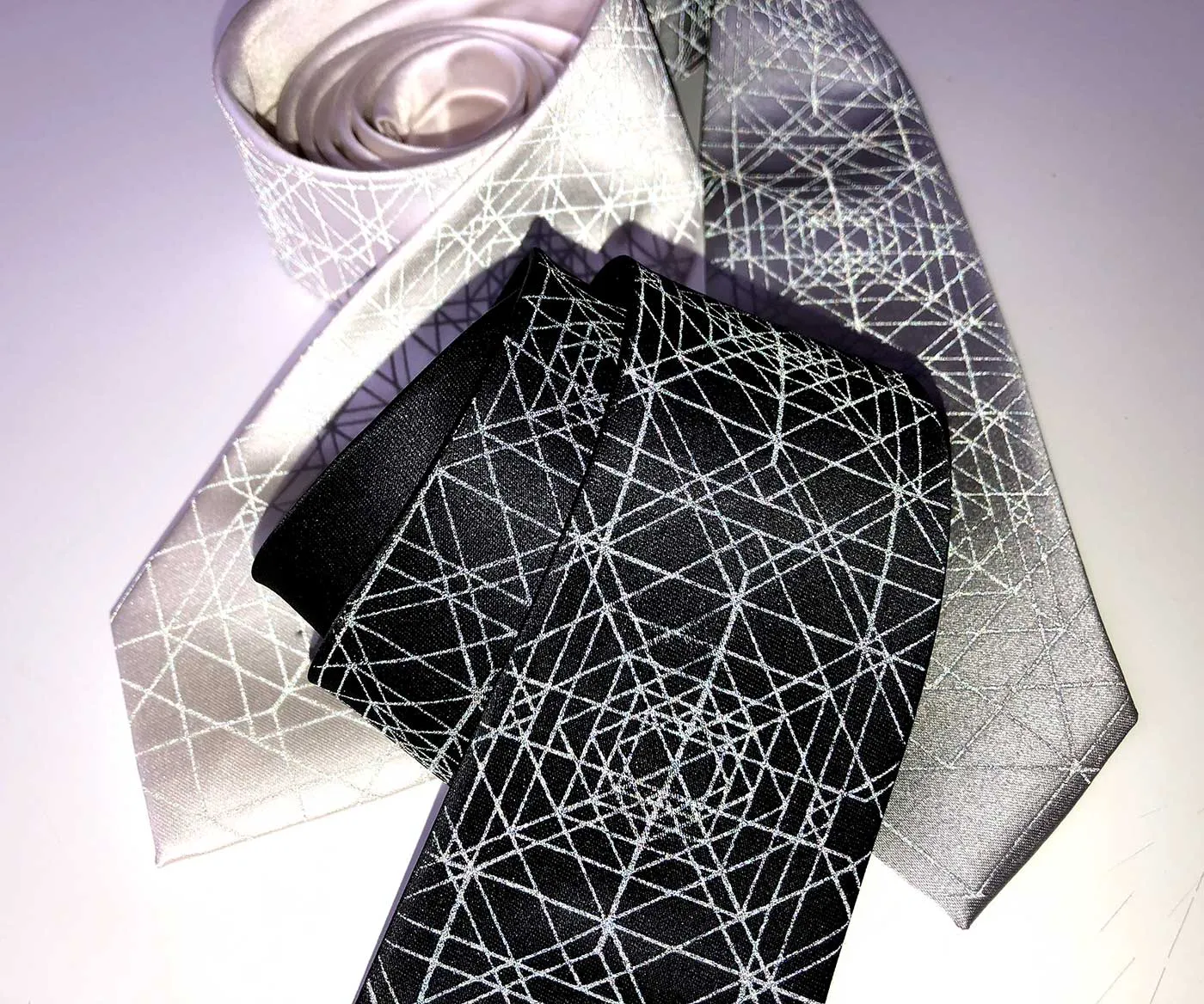 Op Art Triangles Necktie, Retroreflective Print Tie