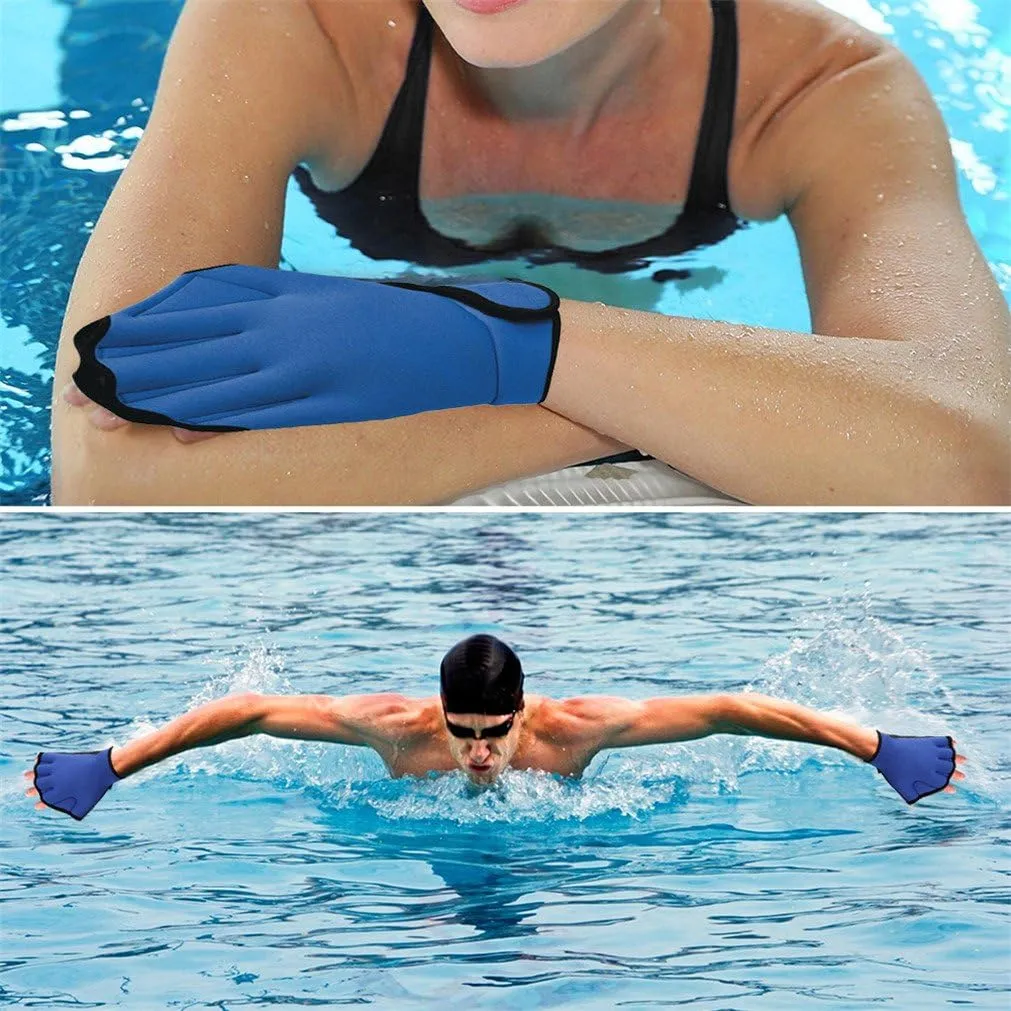 Pair of Aquatic Fitness Swim Training Gloves Water Resistance Training Aqua Fit Webbed Gloves
