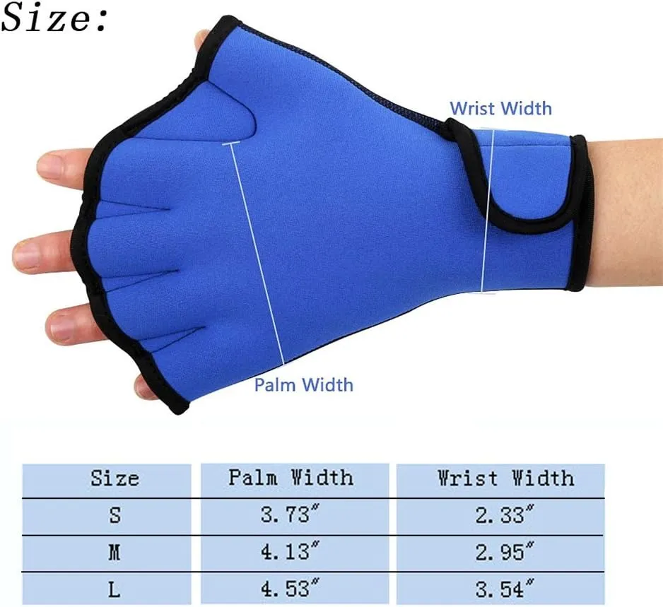 Pair of Aquatic Fitness Swim Training Gloves Water Resistance Training Aqua Fit Webbed Gloves