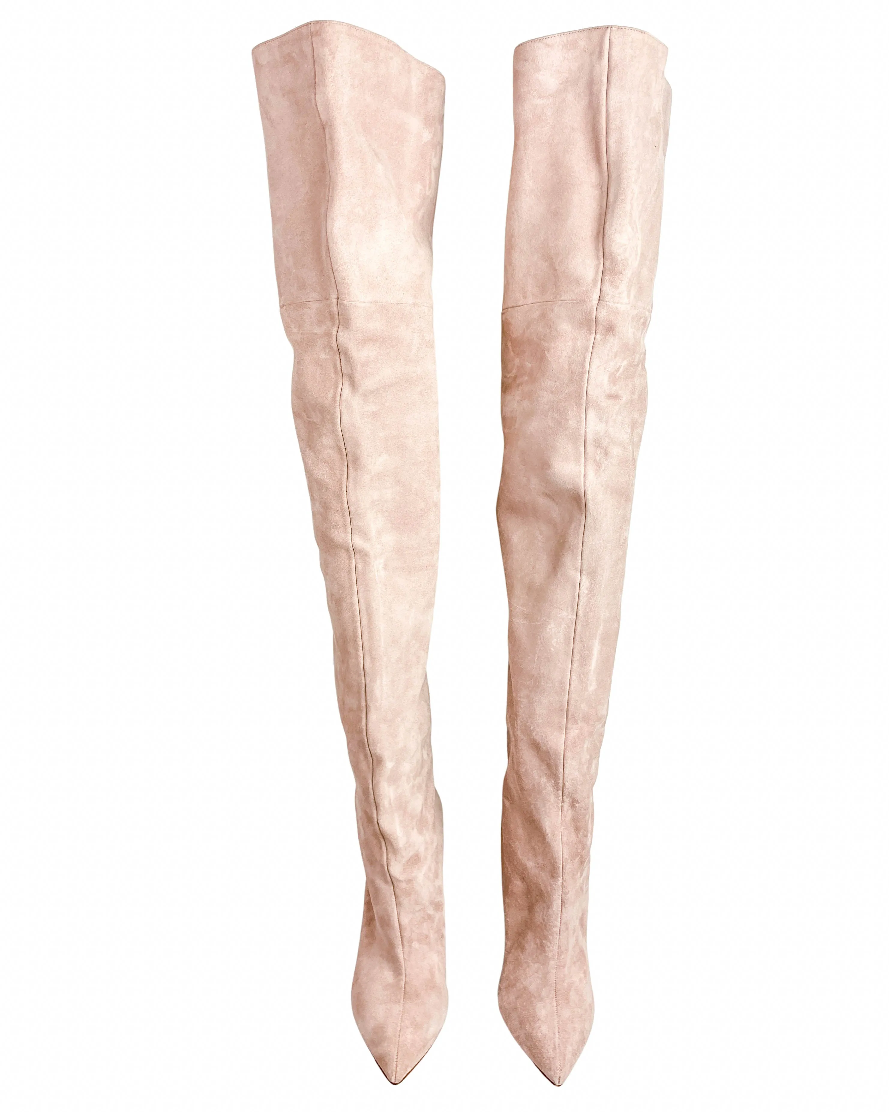 Paris Texas Suede Over the Knee Boots in Cipria
