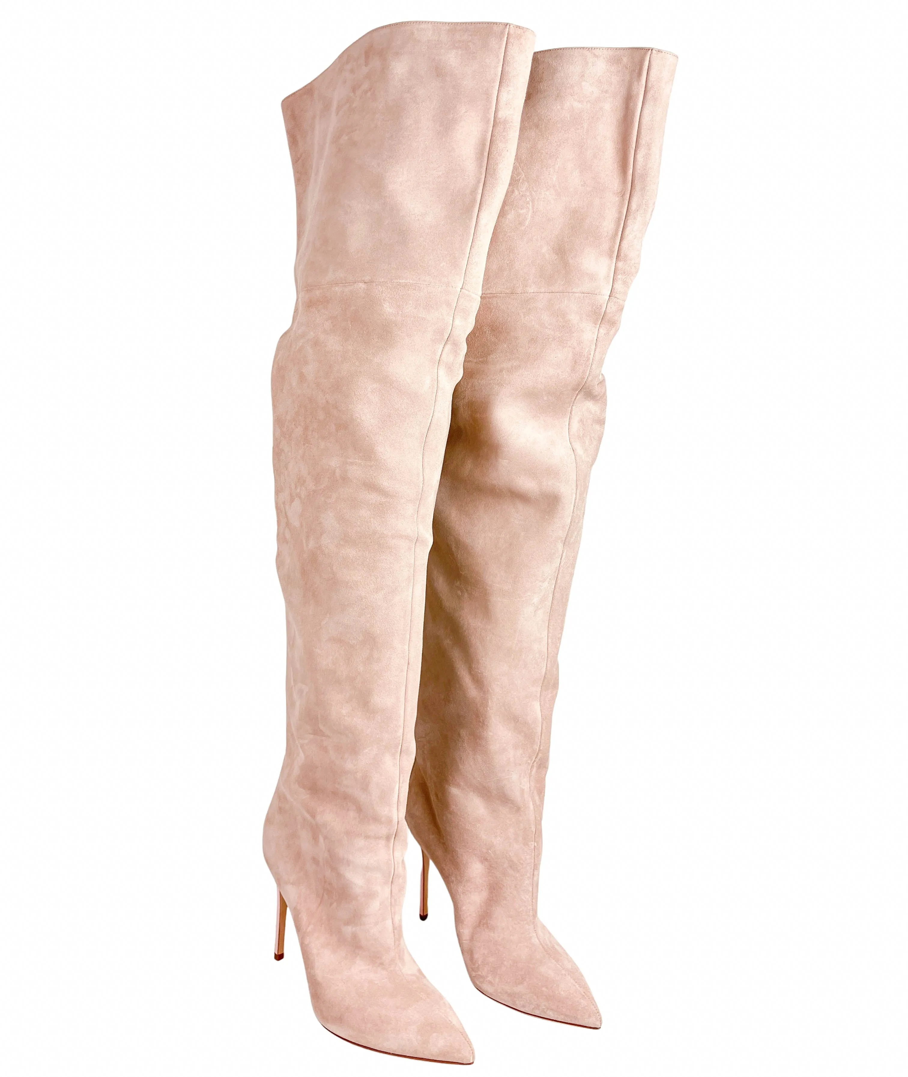 Paris Texas Suede Over the Knee Boots in Cipria