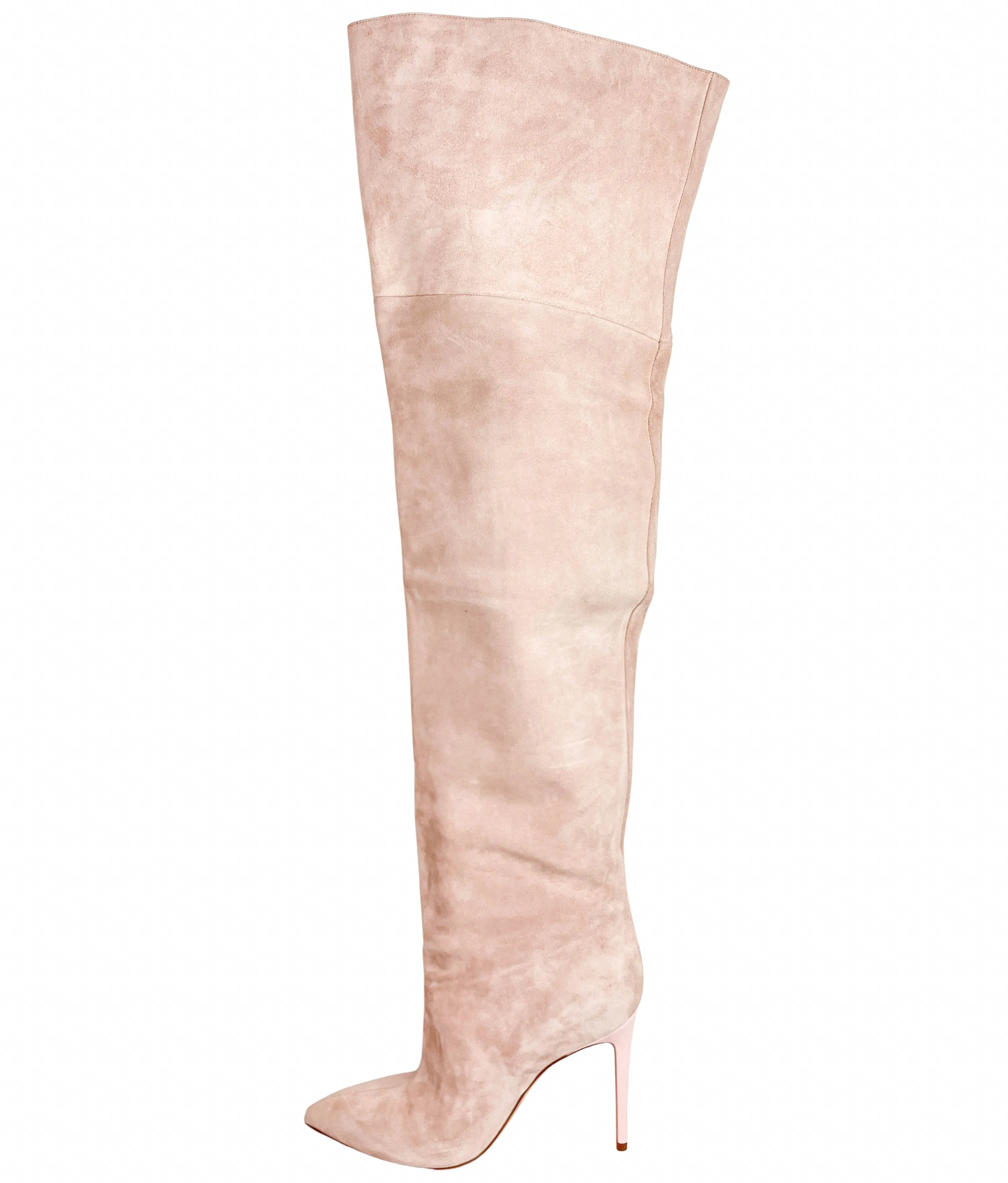 Paris Texas Suede Over the Knee Boots in Cipria
