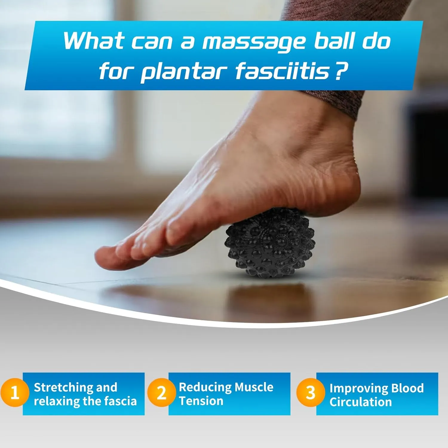 Plantar Fasciitis Night Splint Sock with Massage Ball for Plantar Fasciitis Relief, Soft & Comfortable Foot Brace for Achilles Tendonitis Heal Spur Foot-drop Flat-arch for Women and Men, Large-Black