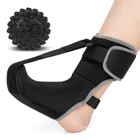Plantar Fasciitis Night Splint Sock with Massage Ball for Plantar Fasciitis Relief, Soft & Comfortable Foot Brace for Achilles Tendonitis Heal Spur Foot-drop Flat-arch for Women and Men, Large-Black