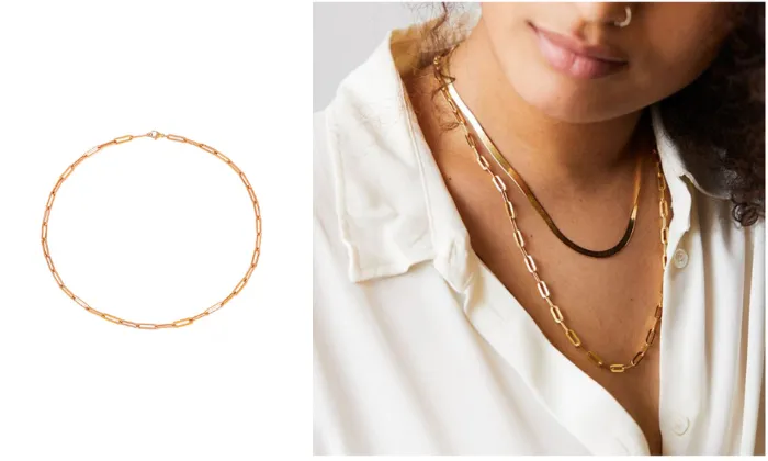 Plated Clavicle Chain Necklace Gold 50cm