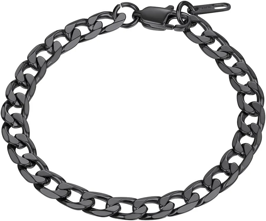 PROSTEEL Mens Cuban Link Bracelet, Black/18K Gold 316L Stainless Steel Cuban Chain Bracelet Hip Hop Jewelry, W: 6mm/9mm/13mm, L: 7.5"/8.3", Come with Box