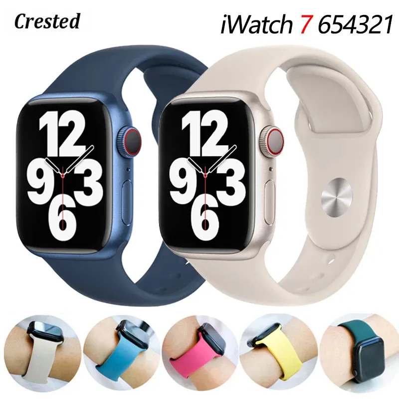 Silicone Strap For Apple Watch band 40mm 44mm 45mm 41mm 38mm 42mm 44 mm Rubber watchband bracelet iWatch serie 3 4 5 6 se 7 band