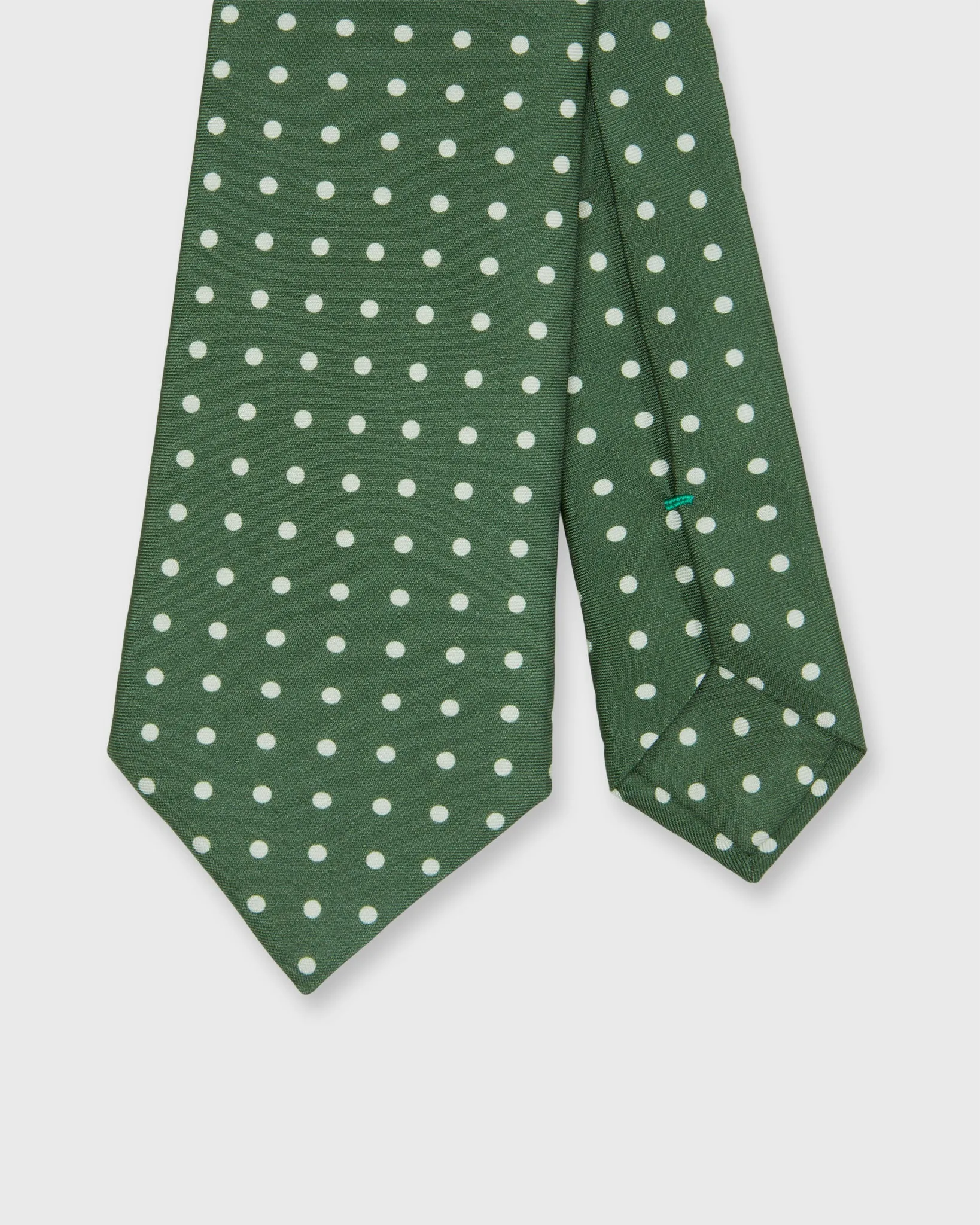 Silk Print Tie in Hunter/Bone Polka Dot